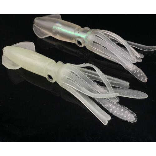 5Pcs/lot Fishing Soft Lure 10.5cm/8g Luminous Rainbow Squid Jig Fishing Lures Octopus Calamar For Sea Fishing Wobbler Bait