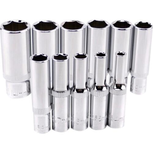 11 pcs 1/4 inch Drive Deep Socket Set CRV Hand Tools 6 Point Long Socket Hex Repair Tool