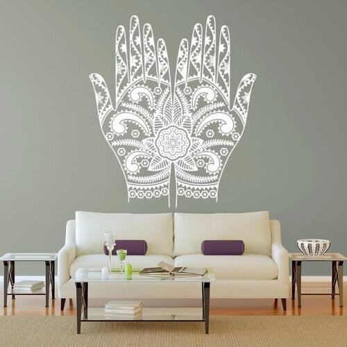 Yoga Hand Wall Stickers Mandala Flower Vinyl Decal Removable Wall Decor Art Mural Room Decoration