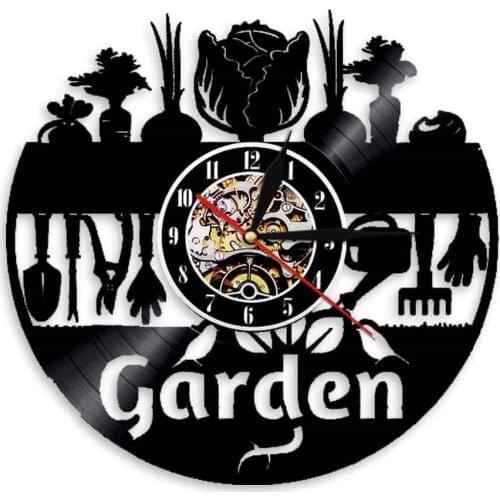 1Piece Garden Wall Art Decor Time Clock Modern Design Vinyl Wall Clock Nature Lift Nursery Decor Creative Decorative Clock Wall