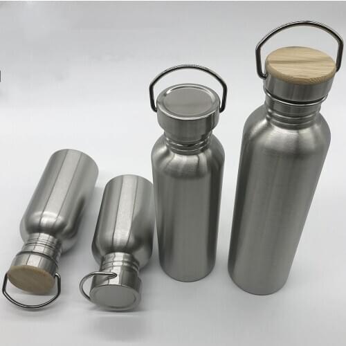 Portable Stainless Steel Water Bottle 1000ml Bamboo Lid Sports Flasks Travel Cycling Hiking Camping Bottles BPA Free