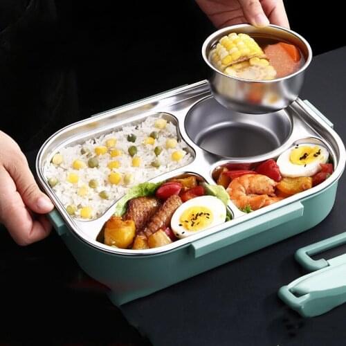 Portable Stainless Steel Lunch Box Bento Office Worker Lunchbox Container Meal Prep Picnic Storage HeatedThermal Tuppers Student