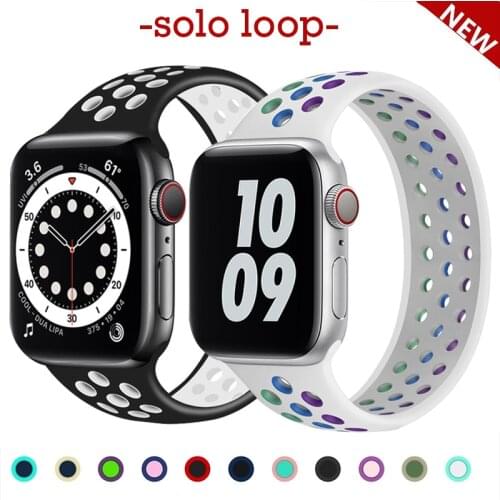 Solo Loop strap For Apple Watch Band 44mm 40mm 38mm 42mm Breathable silicone Elastic Belt bracelet band iWatch Series 3 4 5 SE 6