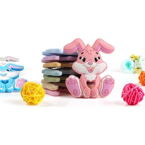 Kovict 5/10/20pcs Silicone Teether Cartoon Rabbit Food Grade Silicone Pendants DIY Pacifier Chain Accessories Baby Molar Toys