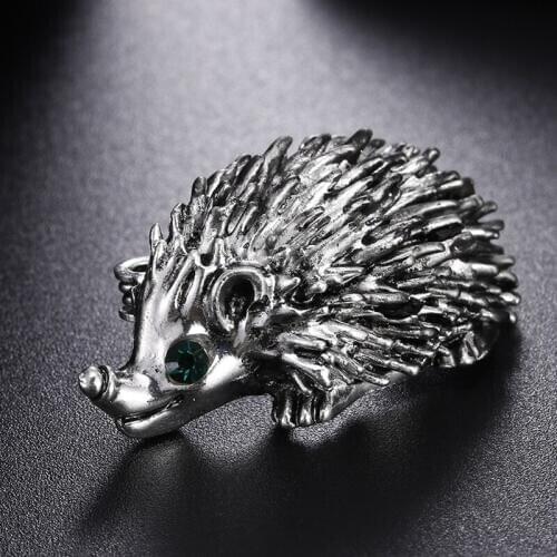 Cute Silver Color Hedgehog Brooches Kawaii Alloy Hedgehog Animal Suits Sweater Dress Hat Brooch Pins Scarf Buckle