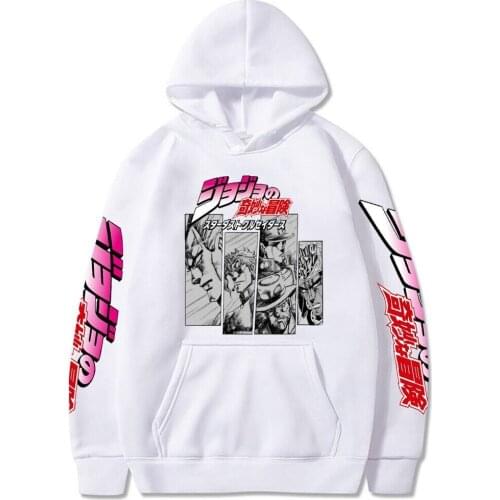 SUNOWE 2021 Harajuku JoJo Bizarre Adventure Hoodie Japanese Anime Funny Sweatshirt Cartoon Hip Hop Vintage Clothes Hoode