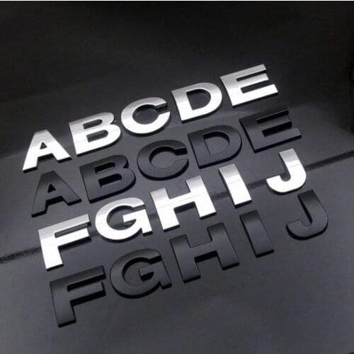 WL New 45mm And 25-28mm 3D DIY Letters Alphabet Emblem Chrome & Black Car Sticker Digital Badge Logo Accessories Motorcycle