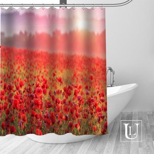 Poppy Flower 02 Shower Curtains Custom Design Creative Shower Curtain Bathroom Waterproof Polyester Fabric