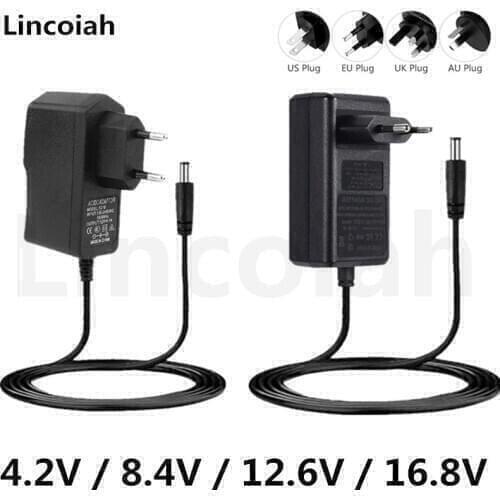 4.2V 8.4V 12.6V 16.8V 1A 2A Adapter Power Supply Charger for DEKO Laser level Drill Driver Screwdriver 18650 Lithium Battery