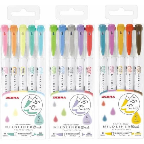 Zebra WFT8 MILDLINER Soft Brush Pen Set Highlighter Dual Brush Marker Pen Set