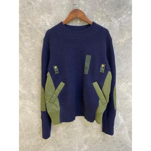 Autumn High Quality Women Patchwork Wool Knitted Jumpers Female Casual Sweater Pullover 2 Color Tutu 10.28