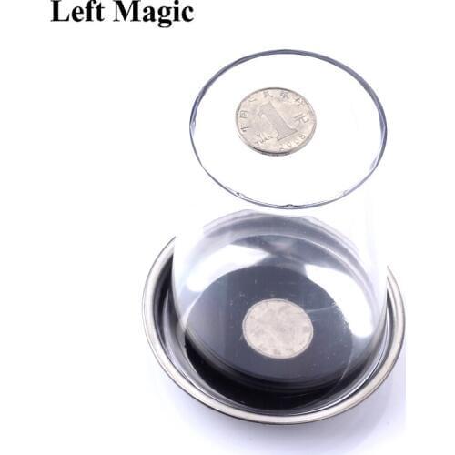 1 Pcs Coin Penetrates Into The Cup Tricks The Good Stretch COINS Through The Glass Magical Steel Cup Mat Magic Trick Props G8077