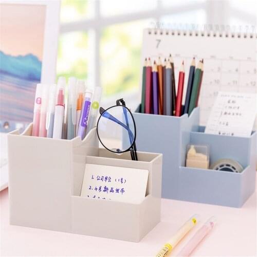1pc Solid Color Multifunctional Pen Holder Pencil Stand Desktop Storage Case Stationery Desk Organizer Office Accessories