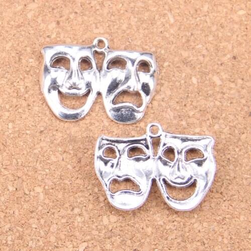 38pcs Charms comedy tragedy masks 31x23mm Antique Pendants,Vintage Tibetan Silver Jewelry,DIY for bracelet necklace