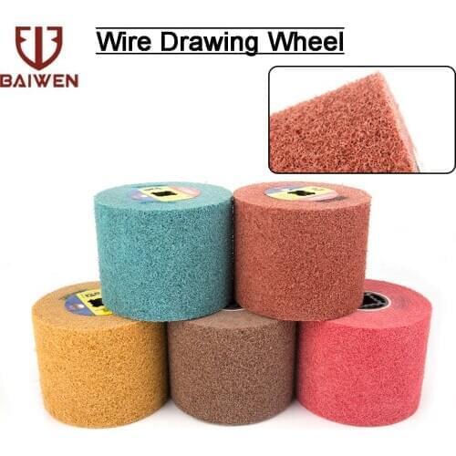 5" Non-woven Polishing Drawing Burnishing Flat Wheel For Metal Removal Rust 4/5'' hole Grit 80/120/180/240/320