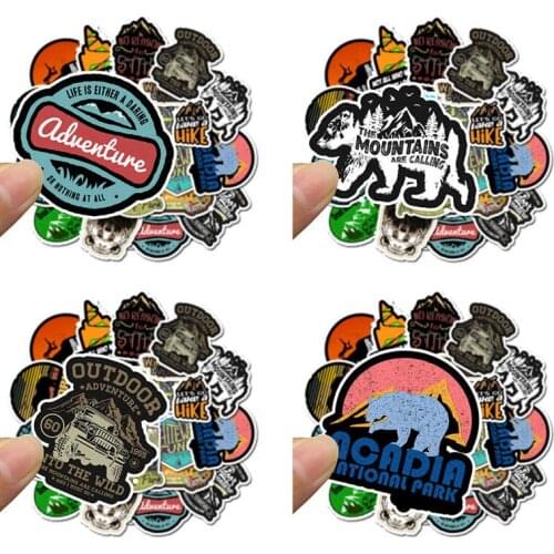 50 PCS Camping Landscape Stickers Outdoor Adventure Climbing Travel Waterproof Sticker to DIY Suitcase Laptop Bicycle Helmet Car