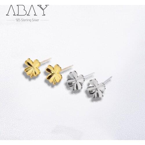 925 Sterling Silver Pin Simple Four Leaf Grass Temperament Earrings, Anti Allergy, Flower Earrings Fashion Accessories