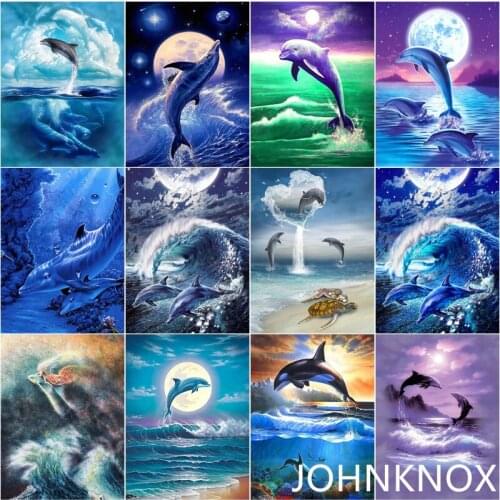 Dolphin Diamond Painting 5D Diy Diamond Embroidery Full Round& Square Drill Diamond Mosaic Cross Stitch Home Decor Handcraft
