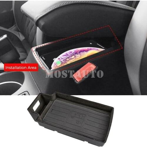 The Phone With QI Wireless Charging For Audi Q3 8U QI Wireless Car Charger Phone Charger Center Console Storage Box 2012-2018