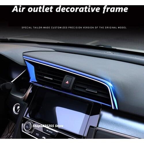 Central Control Air Outlet Decoration Cover Sticker for Gen Honda Civic 10th 2021 2020 2019 2018 2017 2016 Stainless Steel Trim