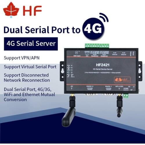 HF 4G Serial Device Server HF2421 RS232 RS485 RS422 to WIFI Ethernet 4G 3G GPRS Network Converter Wifi Module