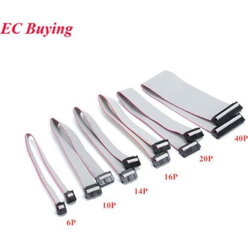 2.54MM pitch 30CM JTAG ISP AVR Download Cable Wire 300mm FC-6/10/14/16/20/40P Pin 6P 10P Connector Gray Flat Ribbon Data Cable