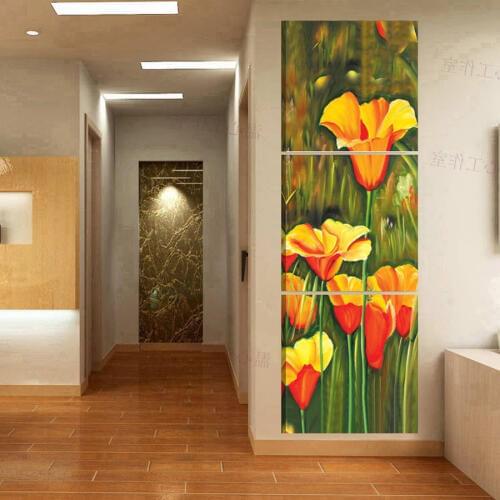 Printed Painting modern home decorative Painting Flowers Painting on canvas 3 Panel Wall art With Framed W0136
