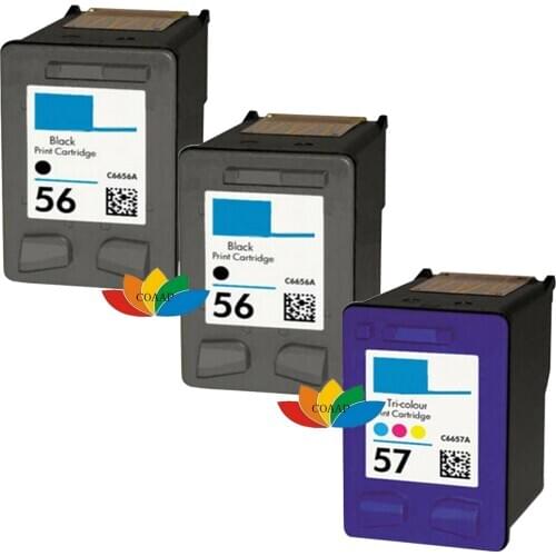 3pk Compatible HP 56 57 XL C6656AE C6657AE Refilled ink cartridge For Photosmart 7000 7150 7260 7550 7660 7755 inkjet Printer