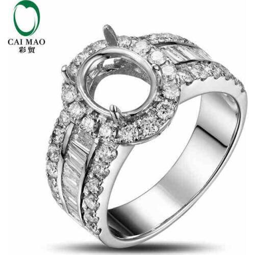 CaiMao Oval cut Semi Mount Ring Settings & 1.58ct Diamond 18k White Gold Gemstone Engagement Ring Fine Jewelry