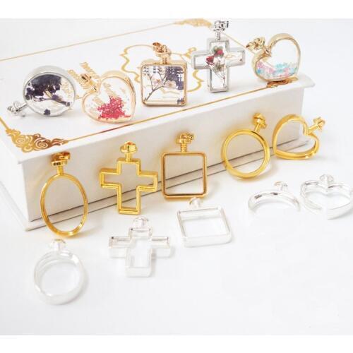 Geometry shape Dried flower pendant Metal Frame Pendant Gold Charm Bezel Setting Cabochon Setting UV Resin Charm Jewelry Making