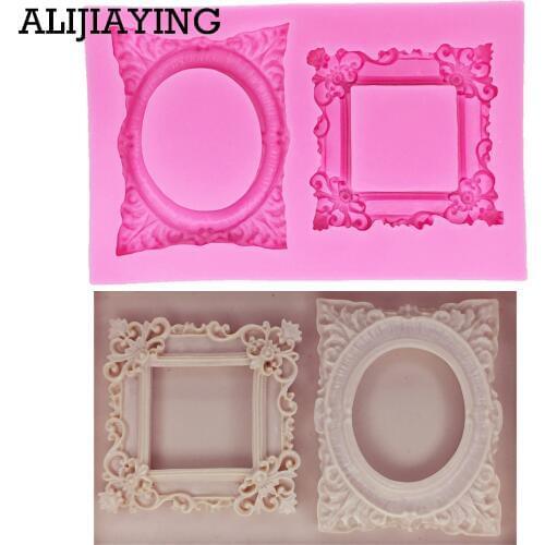M1189 Fondant Cake Decorating Tools Frame Cupcake Chocolate Wedding Cake Border Silicone Molds Kitchen Baking Moulds
