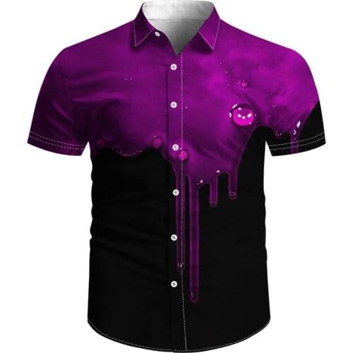 The most fashionable mens summer 3D shirt button fine dyeing 3D printed flowers retro Unisex mens shirt