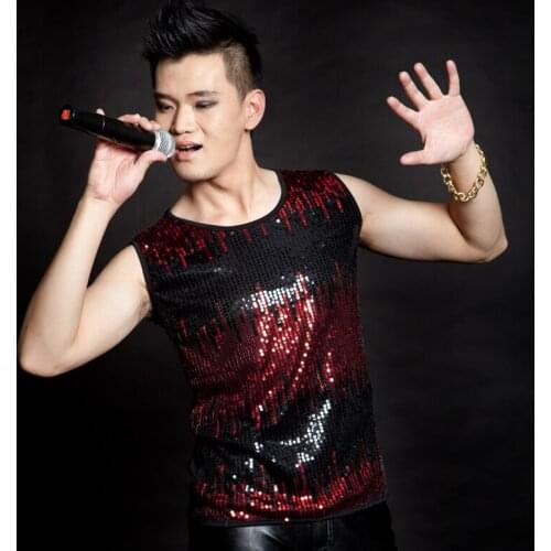 Nightclub singer DJ male Personality Paillette basic vest performance costume mens clothing costumes