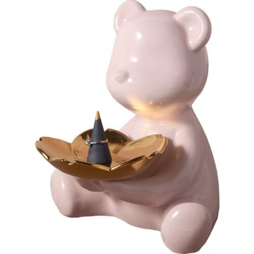 Nordic Light Luxury Violent Bear Decorative Ornaments Ceramic Creative Entrance Key Storage Jewelry Home Housewarming Gift