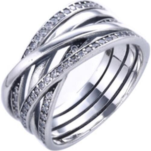 Newest Arrival Exaggerated Retro 925 Real Silver Five Circles Circumvolute Ring