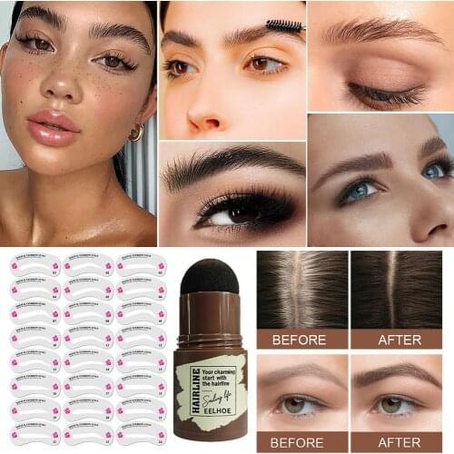 The New Brow Stamp Shaping Kit Professional Eyebrow Stamp Shaping Makeup Set With 24 Reusable Eyebrow Stencils Cost-effective