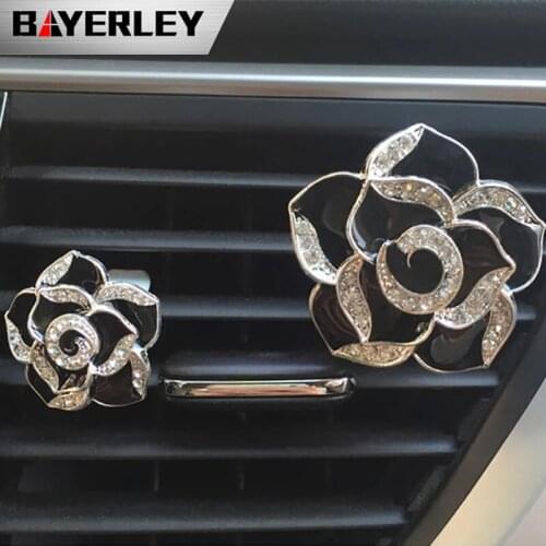 2pcs Camellia Flower Car Freshener Air Vent Clip Car Aroma Diffuser Car Flavoring In Auto Decor Girls Gifts Car Ornaments