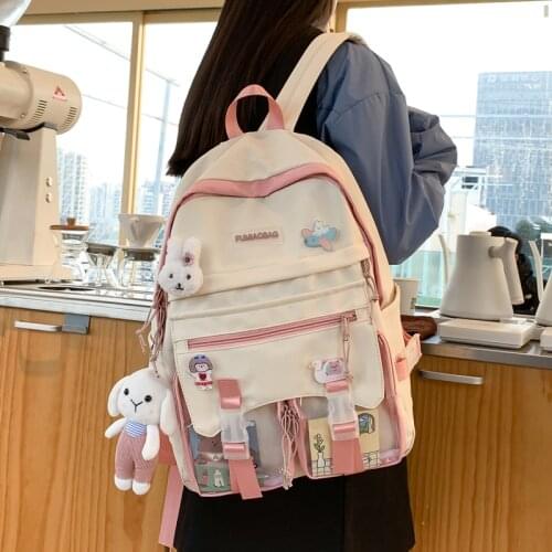Campus Cute School Backpack Women Harajuku Kawaii School Bags for Teenage Girls Korean Japanese 15.6inch Laptop Travel Backpack