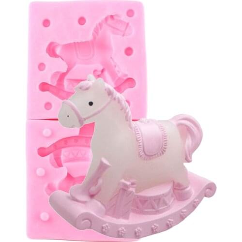 Trojan Horse Moulds Carousel Horse Cake Decorating Tools Fondant Silicone Mold Chocolate Baking Tools Resin Clay Soap Molds