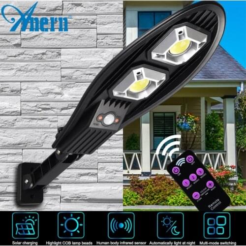 Anern 3600mAh Led Solar Light 60/90 LED Outdoor Waterproof Lighting For Garden Wall Street Adjustable Angle Solar Lamp Dropship