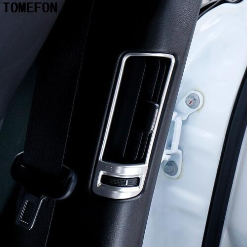 TOMEFON FOR HONDA URV UR-V 2017 B Pillar Interior ABS Chrome Rear Door Side Air Vent Outlet Cover Trim Sticker 2pcs