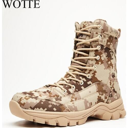 Outdoor Desert Military Camo Breathable Hiking Shoe Spring Autumn Men Hunting Climbing Leather Wearproof Tactical Training Boots