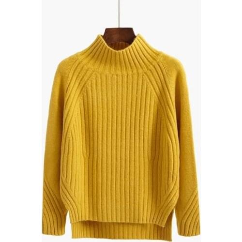 2021 Women Sweaters Pullovers Autumn Winter Long Sleeve Pull Femme Solid Turtleneck Pullover Female Casual Short Knitted Sweater