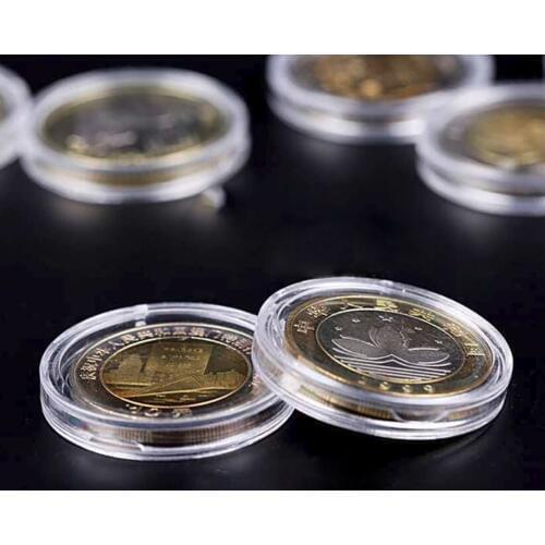 10 Pcs Applied Plastic Storage Capsules Holder Round Storage Boxes & Bins35mm Clear Round Cases Coin
