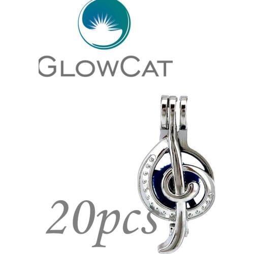 20x KK649 Silver Musical Note Beads Cage Essential Oil Diffuser Aromatherapy Pearl Cage Locket Pendant Jewelry Making