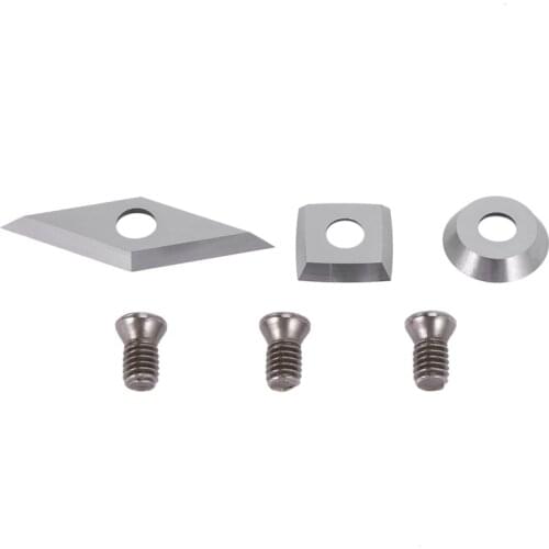 3Pcs Tungsten Carbide Cutters Inserts Set For Wood Lathe Turning Tools(Include 11Mm Square With Radius,12Mm Round,28X10Mm Diamon