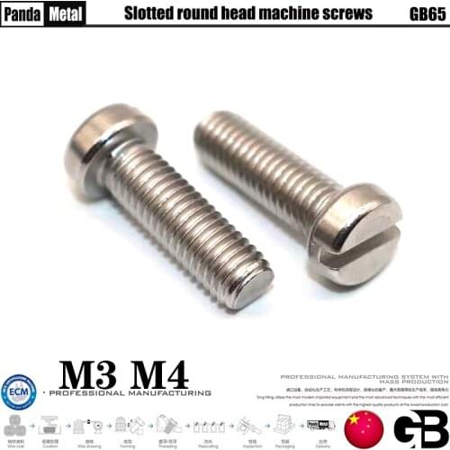 304 stainless steel slotted cylinder head screw GB65 national standard slotting machine screw A2-70 diameter M3M4
