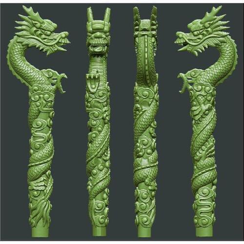 3D model relief for cnc in STL format Dragon crutch