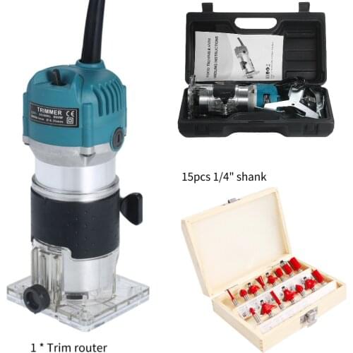 30000r/min Wood Router Tool 800W Electric Router Wood Laminate Electric Trimmer Compact Palm Router Corded for Woodworking Tool