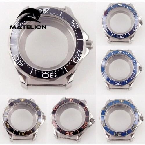 41mm Sapphire glass Watch Case For Japan NH35 NH36 Miyota 8215 821A ETA 2836 DG 2813 Movement Rotating Bezel Ceramic Inser